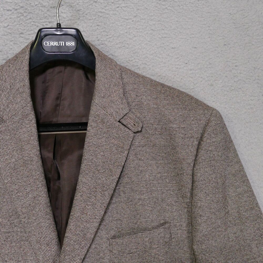Ralph Lauren Sport Coat Blazer Mens 50L Brown Hopsack Wool Chin Strap
